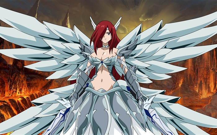 Erza Scarlet, крылья, аниме девушка обои,s изображение