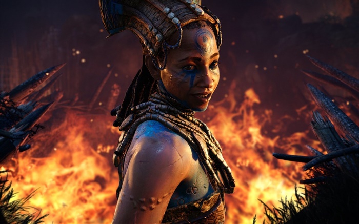 Far Cry: Primal, Ubisoft, девушка, огонь обои,s изображение