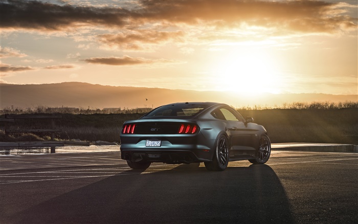 Ford Mustang GT 2015 суперкар на закате обои,s изображение