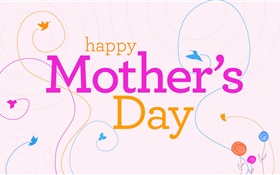Счастливый День Матери, векторные картинки, цветы, птицы HD обои