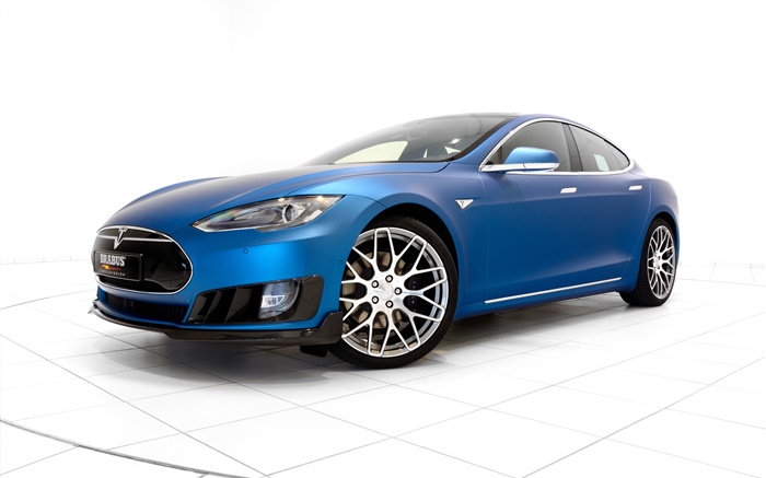 2015 Brabus Tesla Model S синий электрический автомобиль обои,s изображение