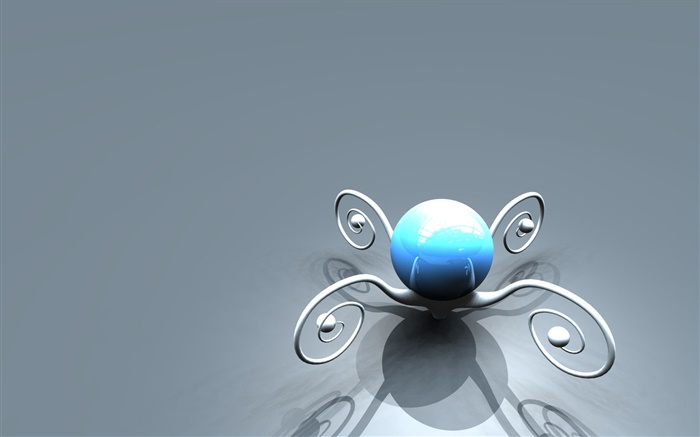 3D цветок, синий шар обои,s изображение