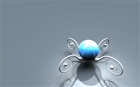 3D цветок, синий шар