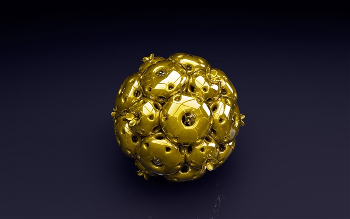 3D золотой мяч, черный фон обои,s изображение