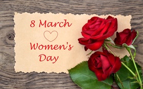 8 марта, Международный женский день, красная роза цветы HD обои