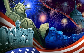 Американский День независимости, тема художественных картин, вектор HD обои