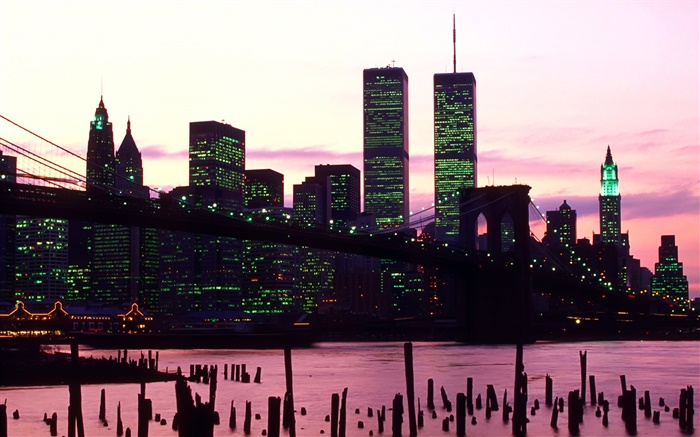 Американская Twin Towers, ночь, огни обои,s изображение