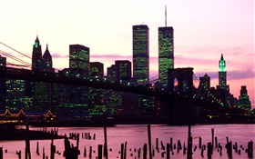 Американская Twin Towers, ночь, огни HD обои