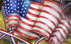 Американский флаг, художественный рисунок HD обои
