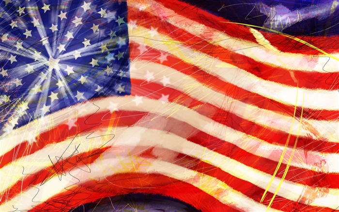Американский флаг, художественные картины обои,s изображение
