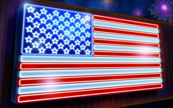 Американский флаг, звезды и полосы, неоновые обои,s изображение