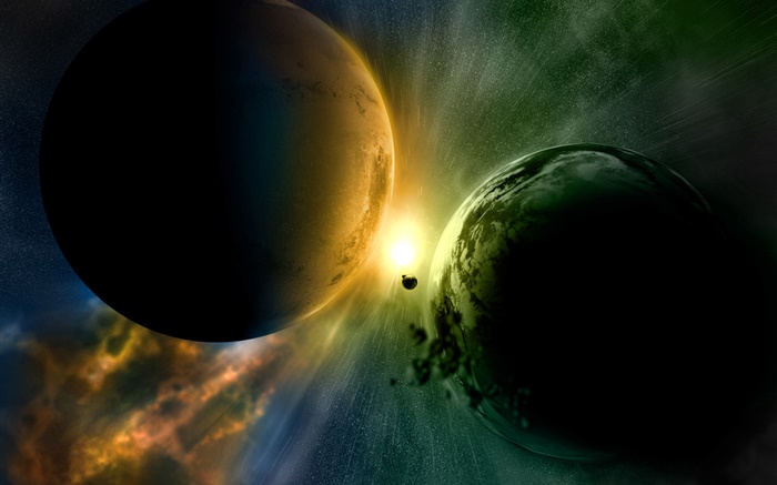 Неизбежно столкновение двух планет, свет обои,s изображение