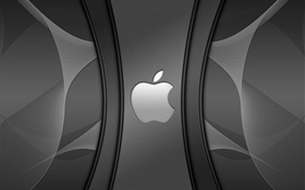 Apple, логотип, фон металла