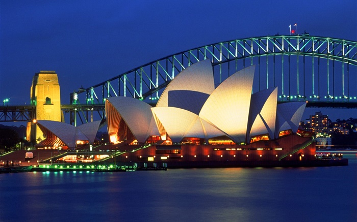 Австралия, красивая ночь в Сиднее обои,s изображение