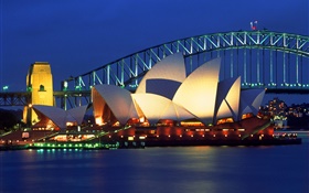 Австралия, красивая ночь в Сиднее HD обои
