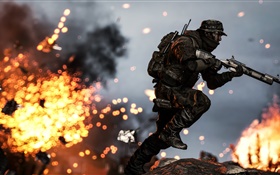 Battlefield 4, солдат, винтовка, бег, огонь HD обои