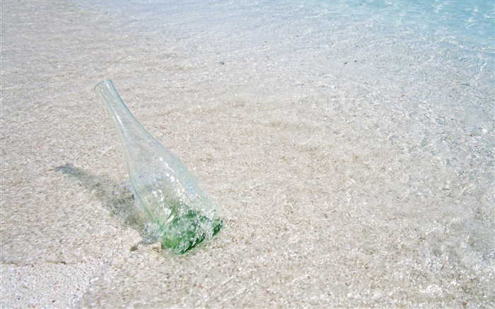 Пляж, море, вода, стеклянная бутылка, Мальдивские о-ва обои,s изображение