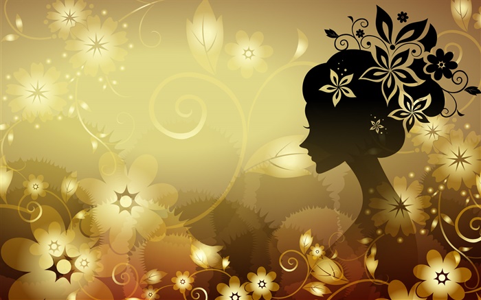 Красивый фон, молодая девушка, вектор, цветы обои,s изображение