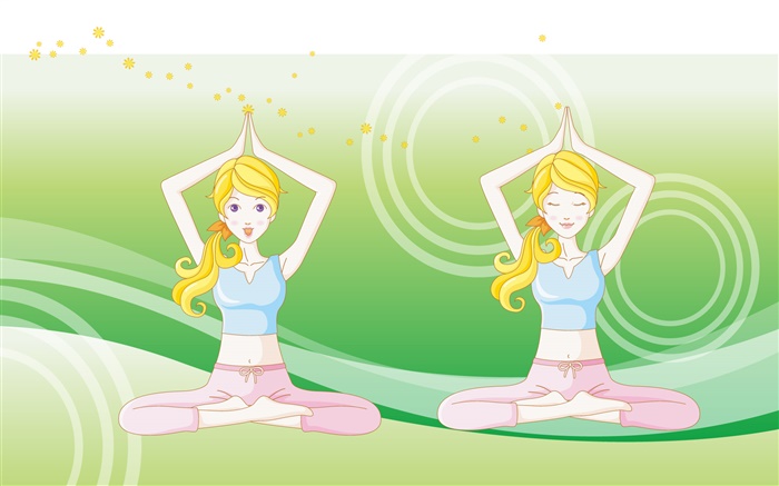 Блондинка Йога девочка, векторные картинки обои,s изображение