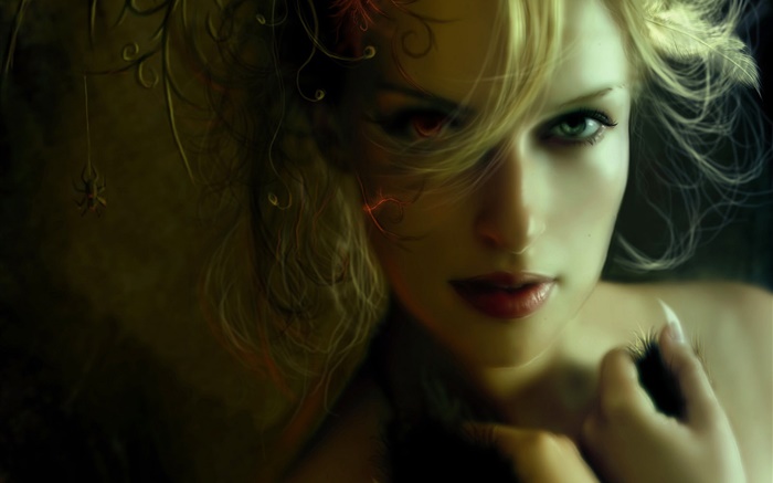 Блондинка фантазии девушка, вьющиеся волосы, размытие обои,s изображение