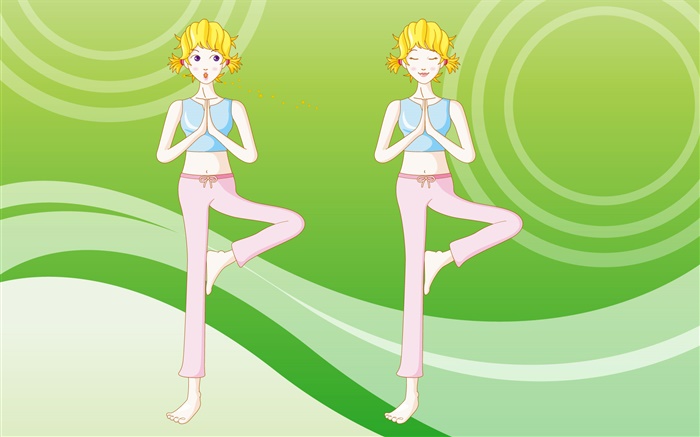 Блондинка делает йогу, векторный дизайн обои,s изображение