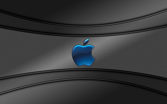 Синий Apple, логотип, серый фон обои,s изображение
