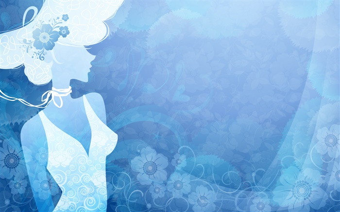 Голубой фон, моды вектор девочка, креативный дизайн обои,s изображение