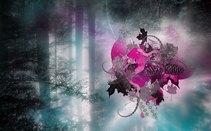 Разбитое сердце в лесу, креативный дизайн обои,s изображение