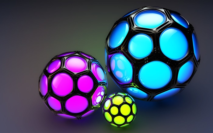 Клеточные цветные шары, выглядят как футбол, 3D-изображения обои,s изображение