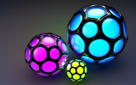 Клеточные цветные шары, выглядят как футбол, 3D-изображения HD обои