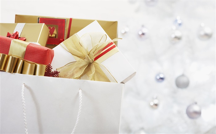 Рождественские подарки в сумке обои,s изображение