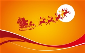 Рождество тематические фотографии, оранжевый фон, луна, вектор HD обои