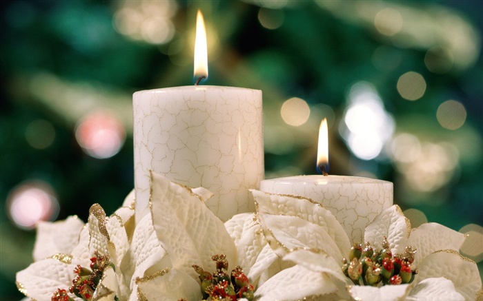 Новогодняя тема, белые свечи обои,s изображение