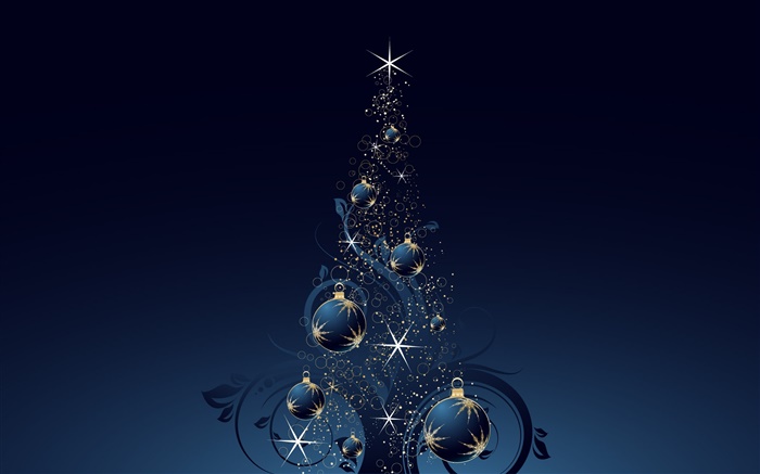 Рождественская елка, шары, звезды, темно-синий стиль, вектор обои,s изображение
