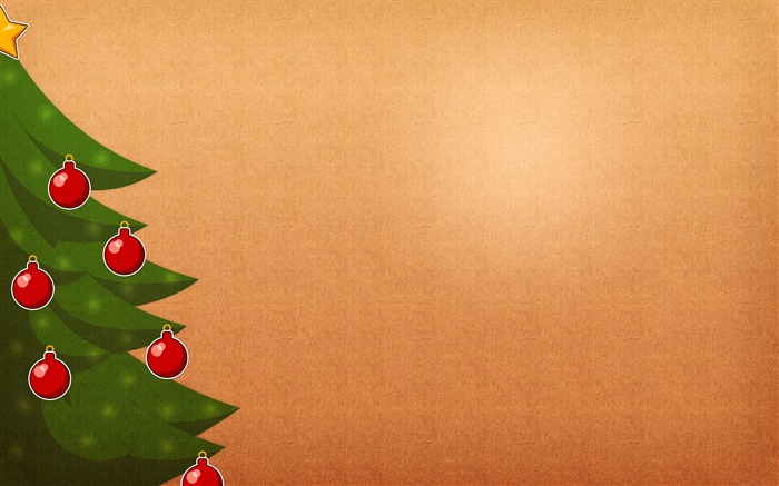 Рождественская елка, красные шары, оранжевый фон обои,s изображение