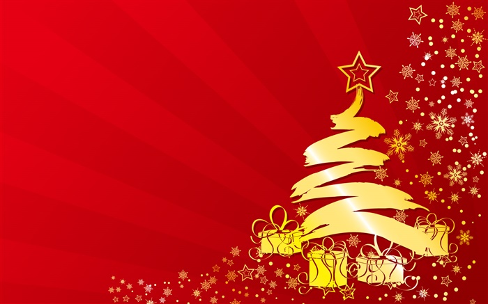Рождественская елка, звезды, подарки, золотой цвет, векторные картинки обои,s изображение