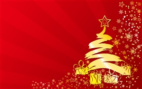 Рождественская елка, звезды, подарки, золотой цвет, векторные картинки