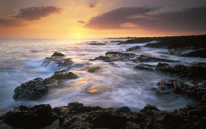 Побережье, море, закат, солнце обои,s изображение