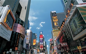 Коммерческий вид улица, город, Нью-Йорк, США HD обои