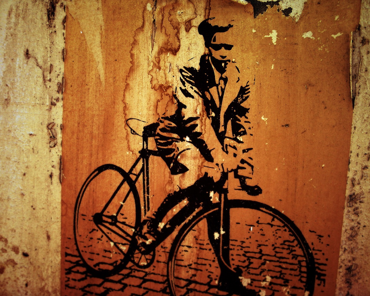 Велосипед нарисованный на стене