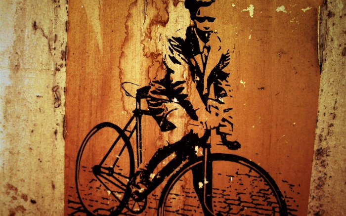 Творческая картина, велосипед, стена обои,s изображение