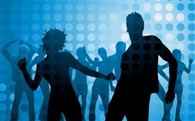Танцевальные люди, синий фон, вектор дизайн фотографии HD обои