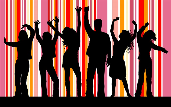 Танцевальные люди, полосатый фон, вектор дизайн обои,s изображение