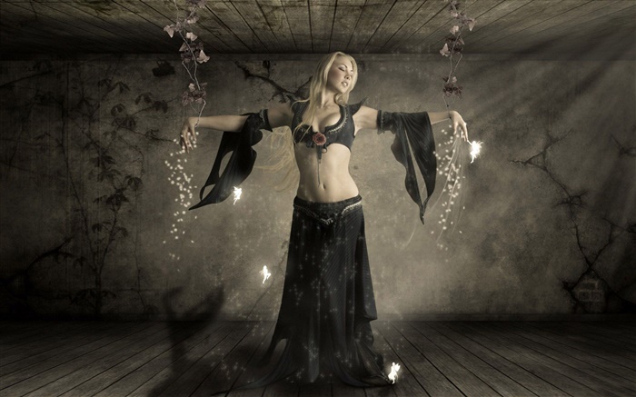 Фэнтези девушка, блондинка, магия, феи обои,s изображение