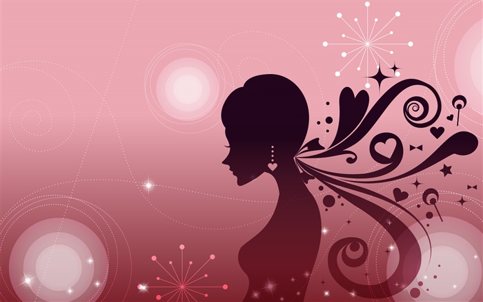 Мода вектор девушка, прическа, розовый фон обои,s изображение