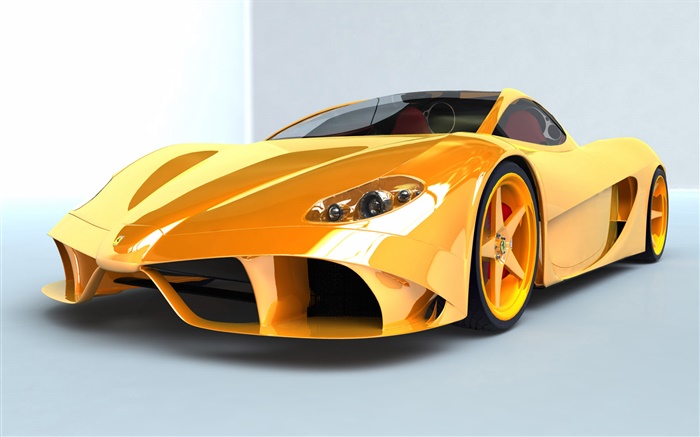 желтый суперкар вид спереди Ferrari обои,s изображение