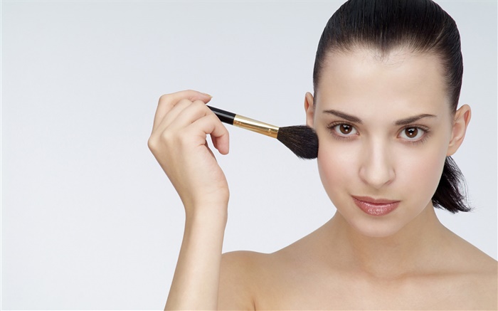 Девочка использование макияж кисти обои,s изображение
