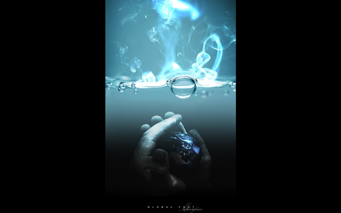 Глобальный Факт, руки, вода, синий, креативный дизайн обои,s изображение