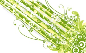 Зеленый стиль, полоски, цветы, вектор дизайн HD обои