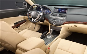 Honda Accord автомобиль, панель приборов, руль, передние сиденья HD обои